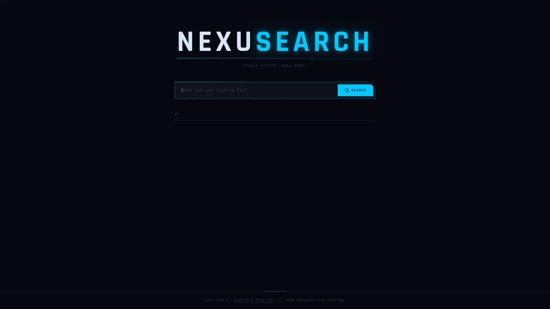 NexuSearch search application interface